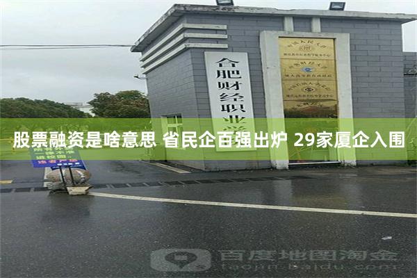 股票融资是啥意思 省民企百强出炉 29家厦企入围